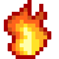 A pixel-art flame